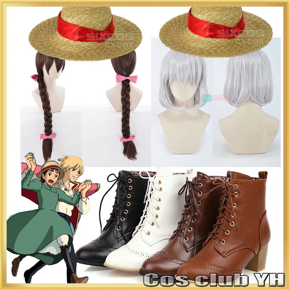 Anime-Movie-Howl-s-Moving-Castle-Fei-Cosplay-Hats-Wigs-Hairs-Sophie-Hatter-Dress-Sophie-Shoes Anime Movie Howl s Moving Castle Fei Cosplay Hats Wigs Hairs Sophie Hatter Dress Sophie Shoes - Howl's Moving Castle Shop