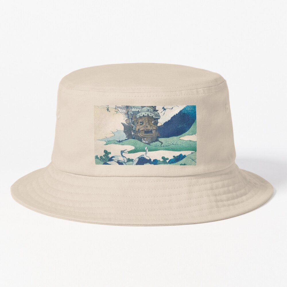 ssrcobucket_hatproducte5d6c5f62bbf65eesrpsquare1000x1000-bgf8f8f8.u2-10 Howl'S Castle And Japanese Woodblock Mashup Bucket Hat Official Howls Moving Castle Merch