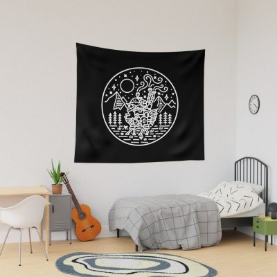 Howl'S Moving Castle - White Outline Tapestry Official kaliuchisshop Merch