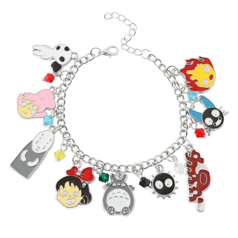 Cute-Studio-Ghibli-Miyazaki-Hayao-Anime-Charm-Bracelet-Femme-With-Totoro-Spirited-Away-No-Face-Man Cute Studio Ghibli Miyazaki Hayao Anime Charm Bracelet Femme With Totoro Spirited Away No Face Man - Howl's Moving Castle Shop