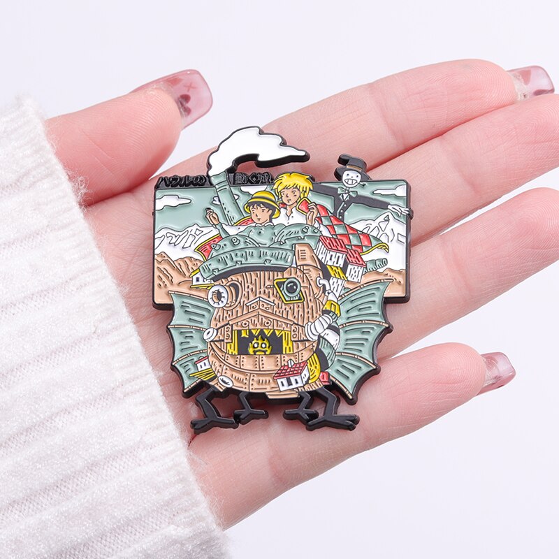 Howl-Sophie-Enamel-Pins-Custom-Castle-Brooches-Lapel-Badges-Cartoon-Calcifer-Movie-Jewelry-Gift-for-Kids-4 Howl Sophie Enamel Pins Custom Castle Brooches Lapel Badges Cartoon Calcifer Movie Jewelry Gift for Kids 4 - Howl's Moving Castle Shop