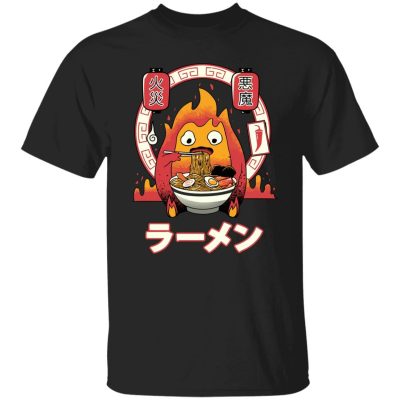 Howls Moving Castle Calcifer Loves Ramen T Shirt 1 - Howl's Moving Castle Shop