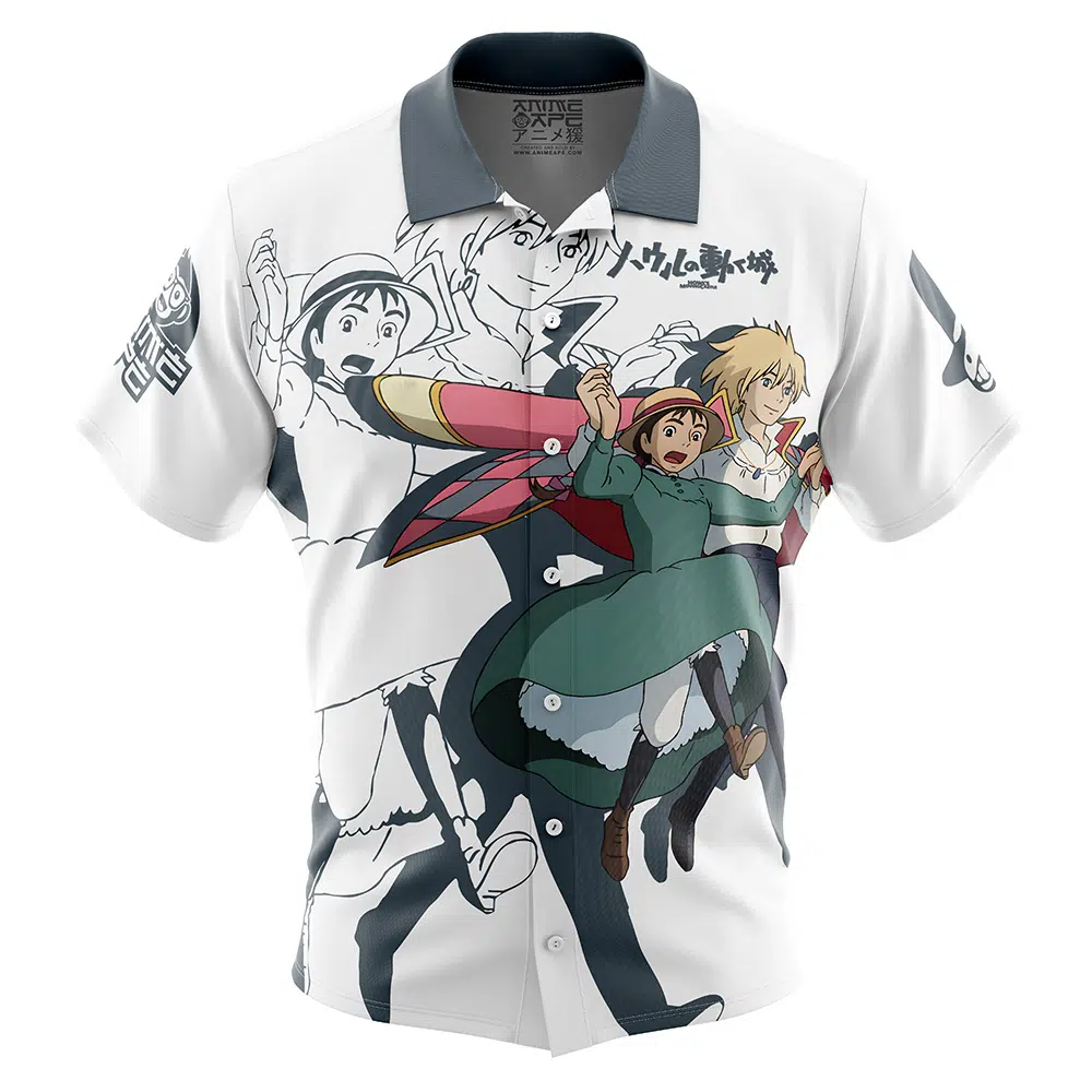 Howls Moving Castle Short Sleeve Hawaiian Shirt FRONT mockup - Howl's Moving Castle Shop